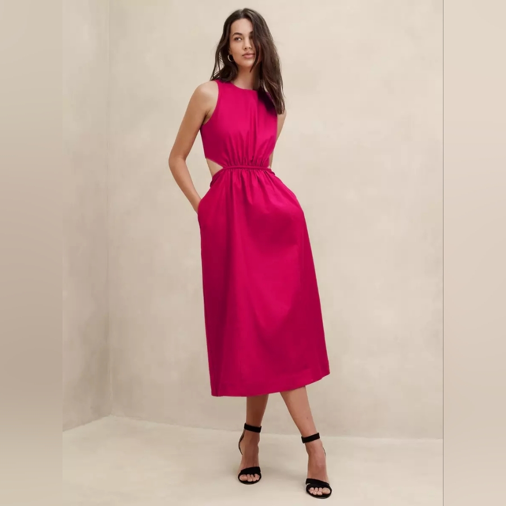 Banana Republic Linen Cut Out Midi Dress